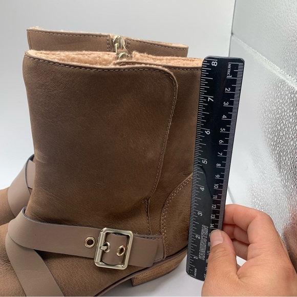 Women's Softwalk Rayne Boot tan shearling lining winter mid calf size8 Wide 1083 - Picture 4 of 11